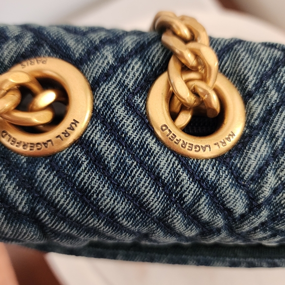 Karl Lagerfeld Lafayette Medium Shoulder Bag NWT Denim - Picture 4 of 7